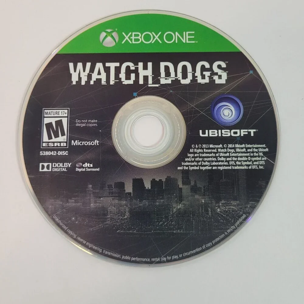 Xbox One Watch Dogs Ubisoft Video Game Disc (No‎ case)